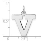 Large Sterling Silver Rhodium-plated Block Letter V Initial Charm - Image 4