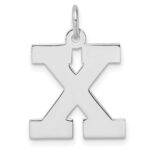Large Sterling Silver Rhodium-plated Block Letter X Initial Charm