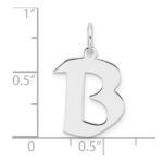Small Sterling Silver Rhodium-plated Artisan Block Letter B Initial Charm - Image 4