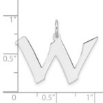 Small Sterling Silver Rhodium-plated Artisan Block Letter W Initial Charm - Image 4