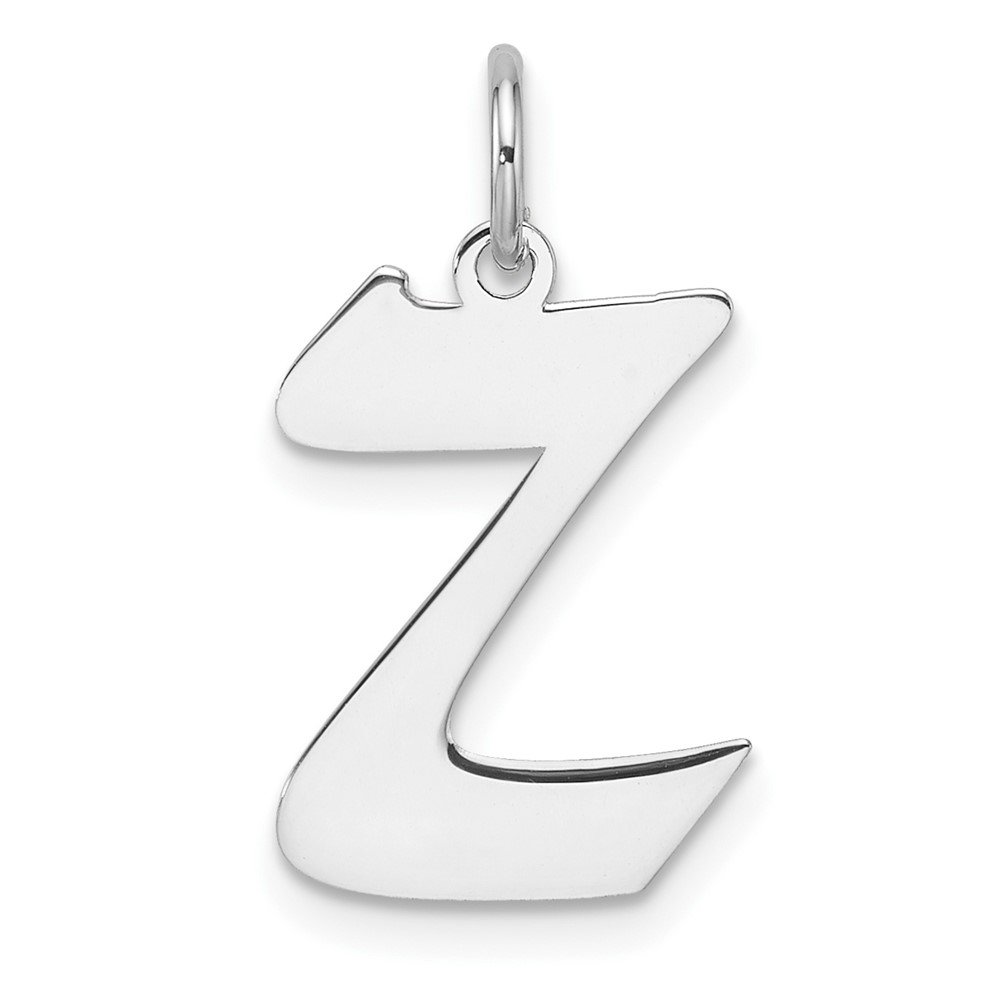 QC11256Z.jpg Small Sterling Silver Rhodium-plated Artisan Block Letter Z Initial Charm - Image 1