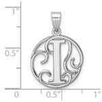 Small Sterling Silver Rhodium-plated Fancy Script Letter I Initial Pendant - Image 4