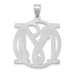 Large Sterling Silver Rhodium-plated Fancy Script Letter M Initial Pendant - Image 3