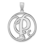 Large Sterling Silver Rhodium-plated Fancy Script Letter P Initial Pendant