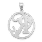 Large Sterling Silver Rhodium-plated Fancy Script Letter R Initial Pendant - Image 3