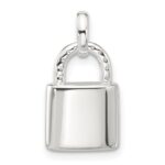 Sterling Silver E-coated CZ Lock Pendant - Image 3