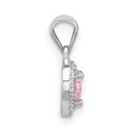 Sterling Silver Rhodium-plated Clear and Pink CZ Heart Pendant - Image 2