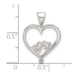 Sterling Silver Polished CZ Open Heart Pendant - Image 4