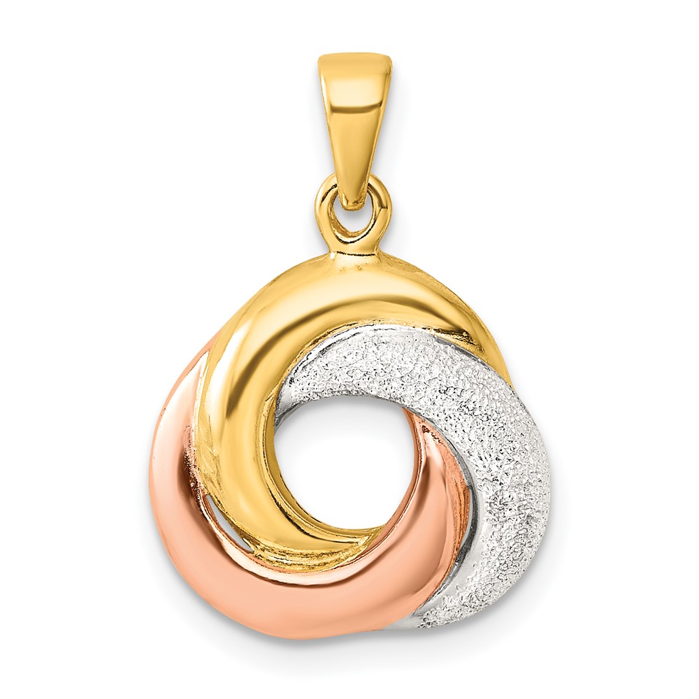 QC11293.jpg Sterling Silver with Rose and Gold-tone Laser Texture Knot Pendant - Image 1