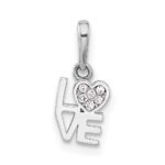 Sterling Silver Rhodium-plated CZ LOVE Pendant