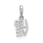 Sterling Silver Rhodium-plated CZ LOVE Pendant - Image 3