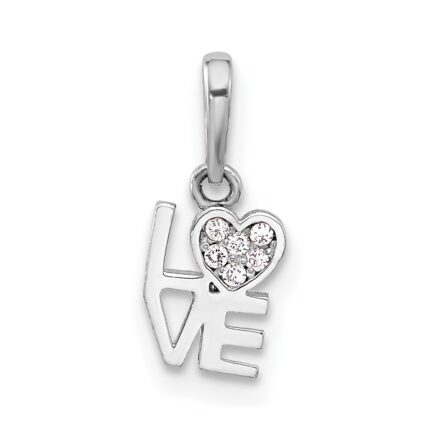 Sterling Silver Rhodium-plated CZ LOVE Pendant