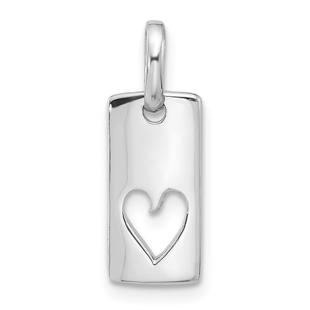QC11302.jpg Sterling Silver Rhodium-plated Rectangle Cutout Heart Pendant - Image 1