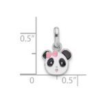 Sterling Silver Rhodium-plated Enameled Panda Charm Pendant - Image 4