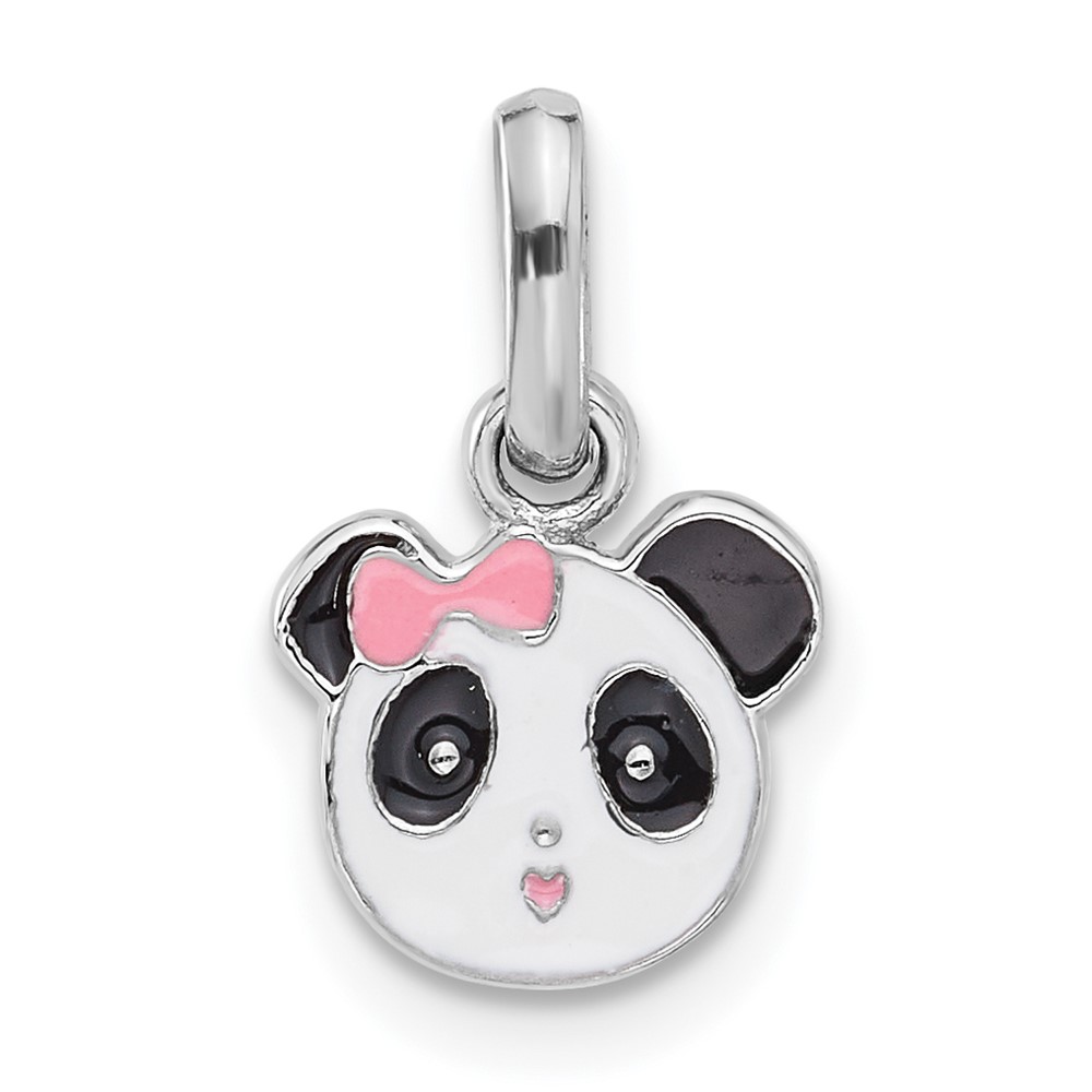 QC11306.jpg Sterling Silver Rhodium-plated Enameled Panda Charm Pendant - Image 1
