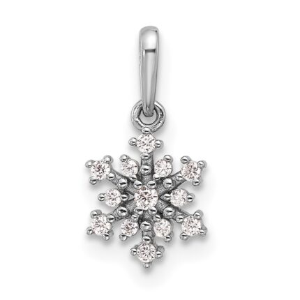 Sterling Silver Rhodium-plated Polished CZ Snowflake Pendant