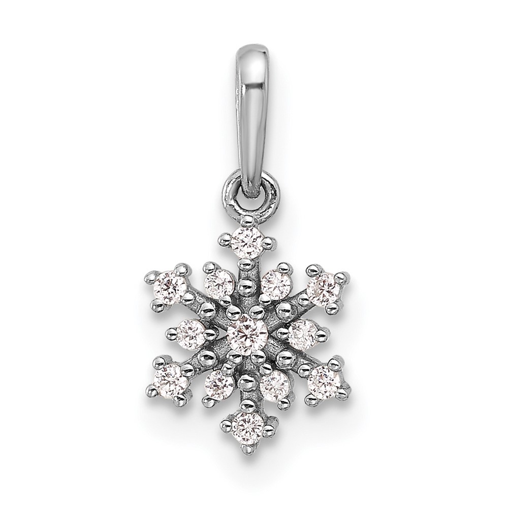 QC11309.jpg Sterling Silver Rhodium-plated Polished CZ Snowflake Pendant - Image 1