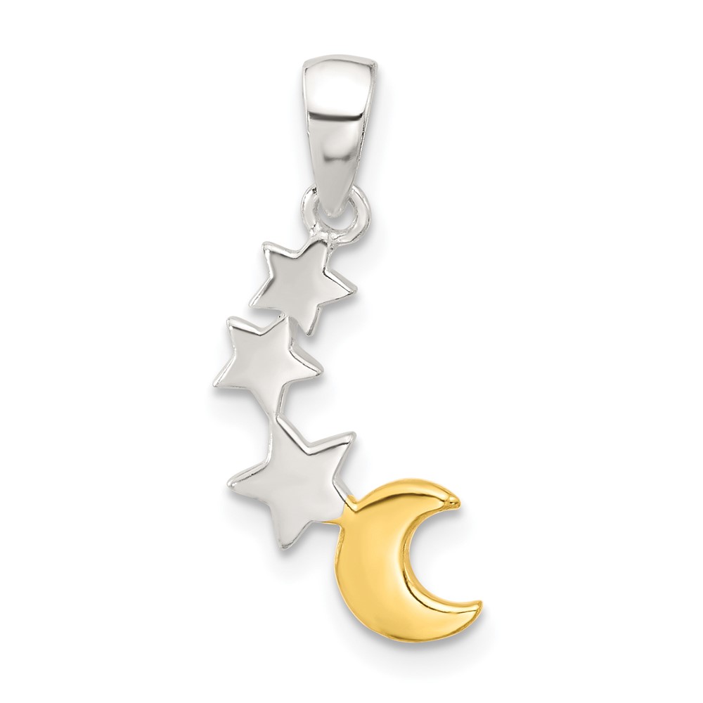 QC11312.jpg Sterling Silver E-Coat and Gold-tone Star and Moon Pendant - Image 1