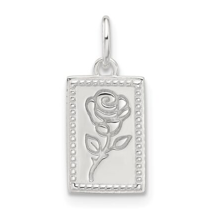 Sterling Silver E-coated Rose Charm