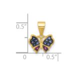 SS Gold-tone Black Rh-plated Blue Nano Crystal/ .02Lab Cr. Ruby Pendant - Image 4