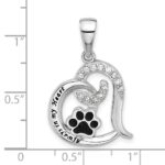 Sterling Silver Rh-plated Enamel CZ  Paw ALWAYS IN MY HEART Pendant - Image 4