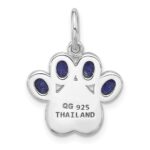 Sterling Silver Rhodium-plated Lapis Lazuli Enamel Paw Print Pendant - Image 3