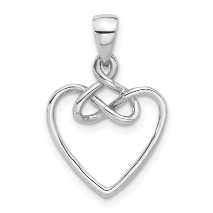 Sterling Silver Rhodium-Plated Polished Fancy Open Heart Pendant