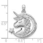 Sterling Silver Rh-plated Polished CZ Unicorn YOU ARE MAGICAL Pendant - Image 4