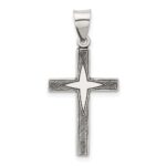 Sterling Silver Antiqued Solid Textured Cross Pendant
