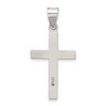 Sterling Silver Antiqued Solid Textured Cross Pendant - Image 3