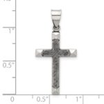 Sterling Silver Antiqued Solid Textured Cross Pendant - Image 4