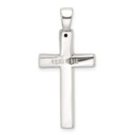 Sterling Silver Polished and Antiqued Greek Key Latin Cross Pendant - Image 3