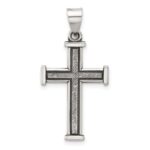 Sterling Silver Antiqued Solid Textured Cross Pendant
