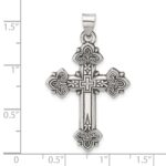 Sterling Silver Antiqued Solid Budded Cross Pendant - Image 4
