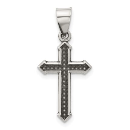 Sterling Silver Antiqued Textured Cross Pendant