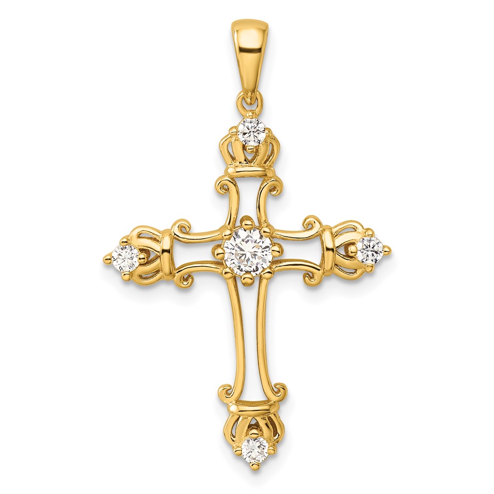 QC11419.jpg Sterling Silver Gold-plated CZ Cross Pendant - Image 1