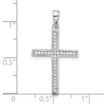 Sterling Silver Rhodium-plated Polished and CZ Latin Cross Pendant - Image 4