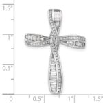 Sterling Silver Rhodium-plated CZ Cross Pendant Slide - Image 4
