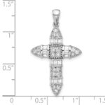 Sterling Silver Rhodium-plated CZ Cross Pendant - Image 4