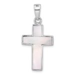 Sterling Silver Rhodium-plated Reversible Mother of Pearl Cross Pendant - Image 3