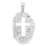 Sterling Silver Rhodium-plated Cut Out Cross Reversible Pendant - Image 3
