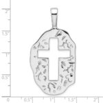 Sterling Silver Rhodium-plated Cut Out Cross Reversible Pendant - Image 4
