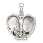 Sterling Silver Polished and Antiqued CZ Angel Wing Heart Pendant - Image 3