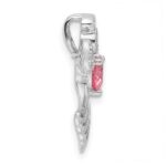 SS Rhodium-plated Pink and Clear CZ Angel Chain Slide Pendant - Image 2
