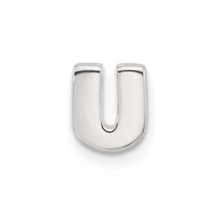 Sterling Silver E-coated Letter U Slide Charm