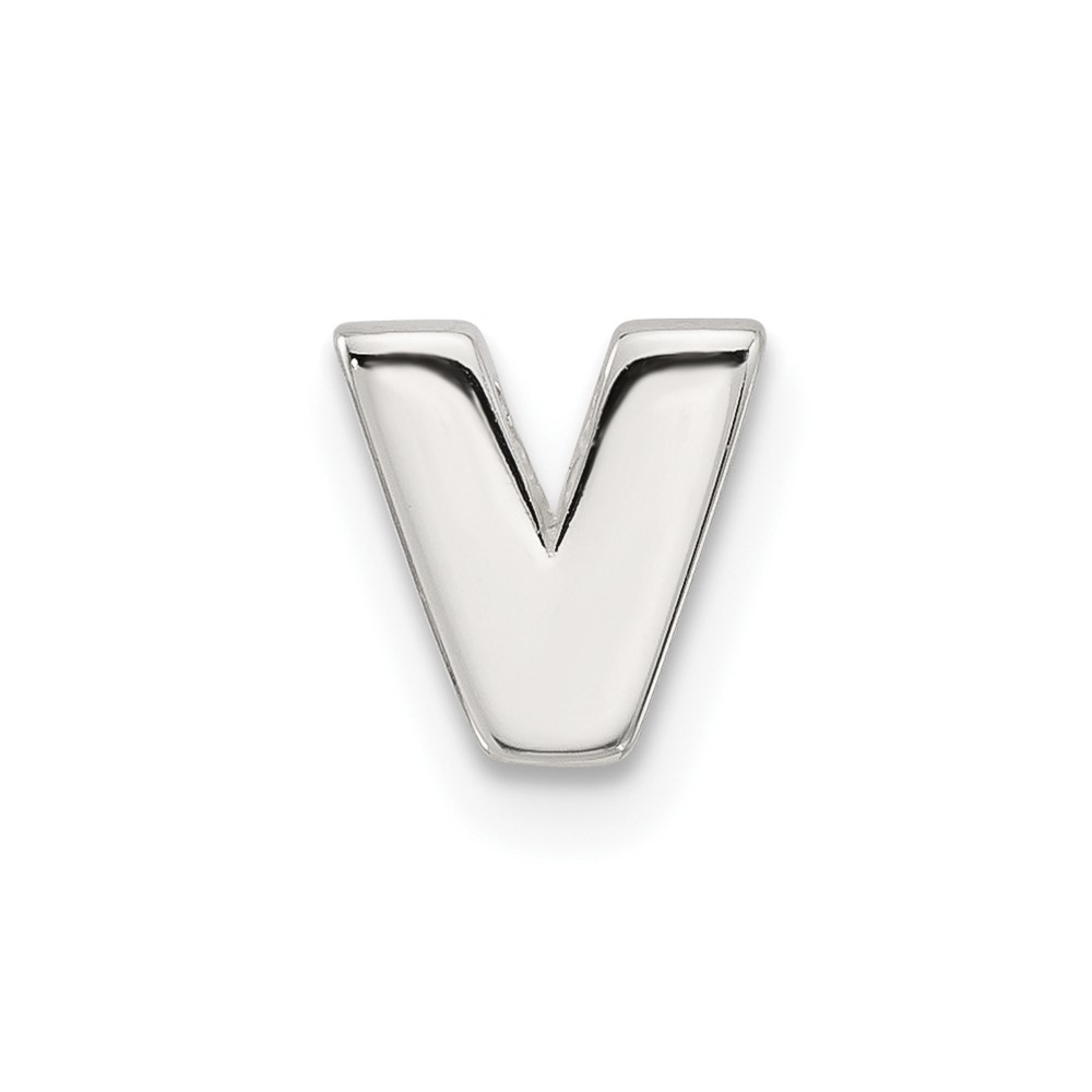 QC11488V.jpg Sterling Silver E-coated Letter V Slide Charm - Image 1