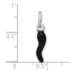 Sterling Silver Black Enamel Italian Horn Pendant - Image 4