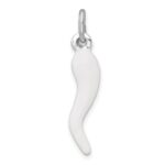 Sterling Silver White Enamel Italian Horn Pendant