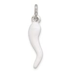 Sterling Silver White Enamel Italian Horn Pendant - Image 3