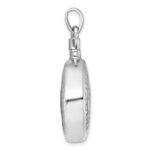 Sterling Silver Rhodium-plated Polished with Leaf Design Round Ash Holder Pendant - Image 2